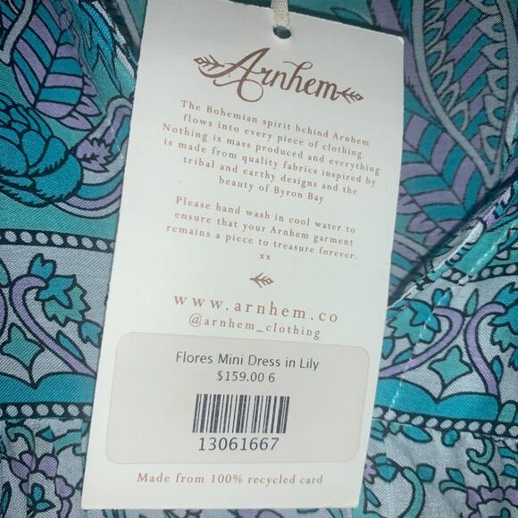 NWT ARNHEM FLORES MINI DRESS IN LILY AUSTRALIAN 6 - Picture 9 of 11